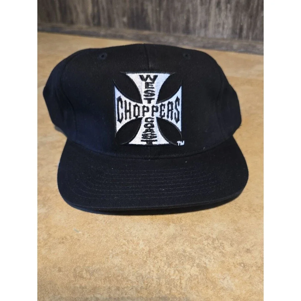 NWT vintage West Coast Choppers Black Logo Snapback Hat Black